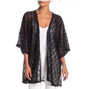 Wild Honey Black Sequin Lace Kimono